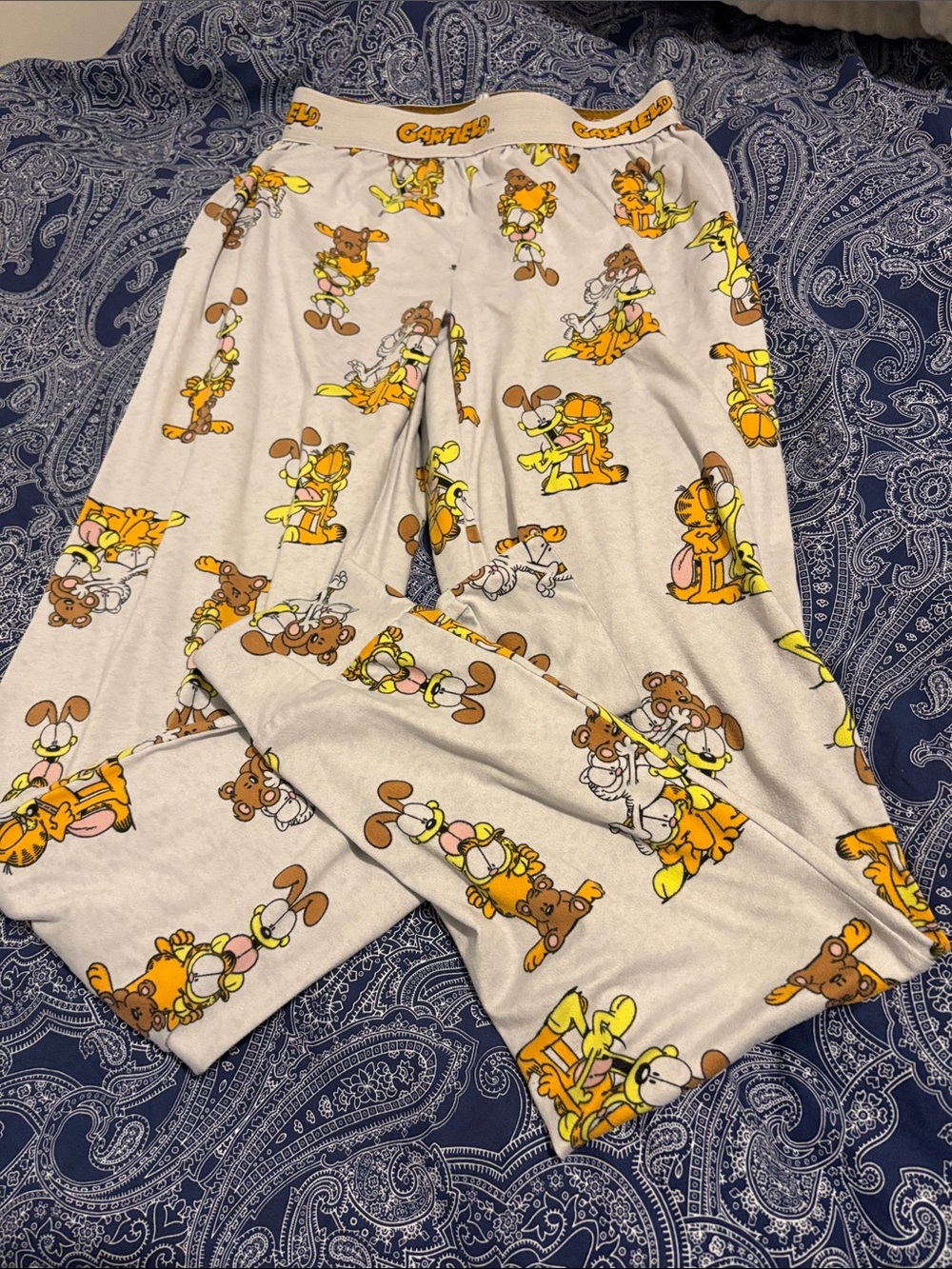 Ladies Garfield Beige Sleep Pants with Cartoon Print